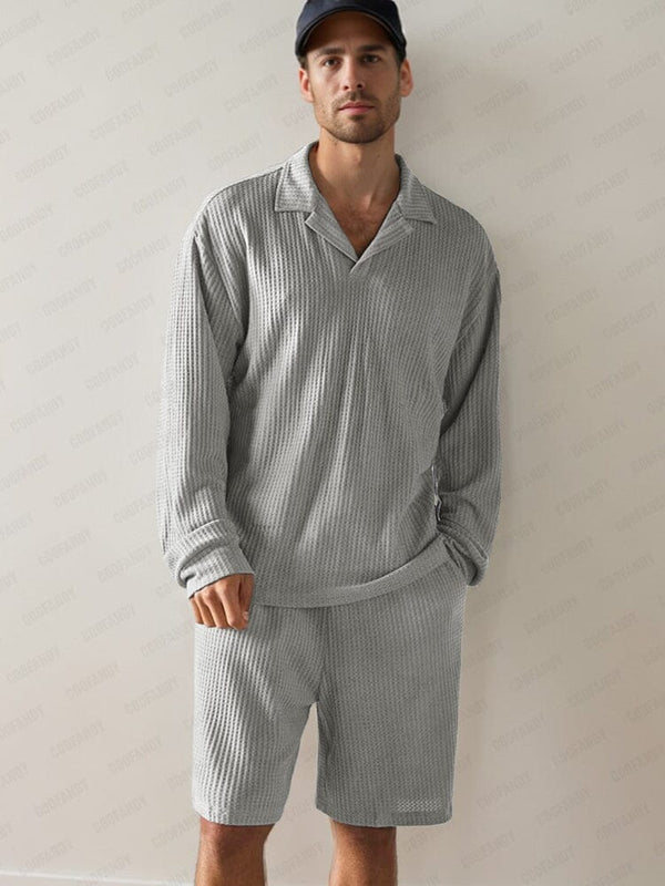 Casual Soft Waffle 2-Piece Set Sets coofandy Grey M 