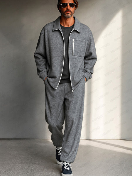 Men's Athleisure Regular Fit Jacket Set -2 Piece Business Casual