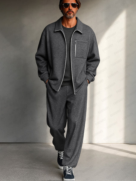 Men's Athleisure Regular Fit Jacket Set -2 Piece Business Casual