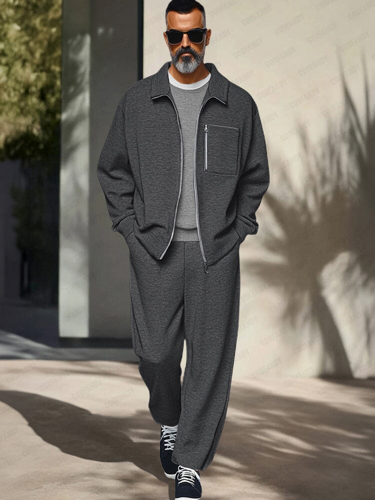 Men's Athleisure Regular Fit Jacket Set -2 Piece Business Casual