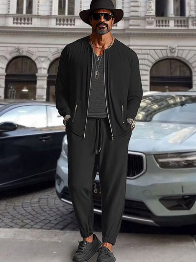 Athleisure Jacket Pants Set Sets coofandy Black M 