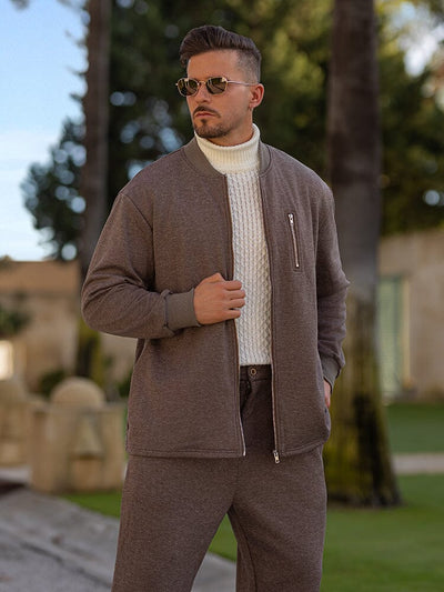 Minimalist Zippered Jacket Set Sets coofandy 