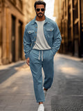 Utility-Inspired Streetwear Set Sets coofandy Blue M 