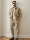 Utility Corduroy Cargo Jacket Set Sets coofandy Khaki M 