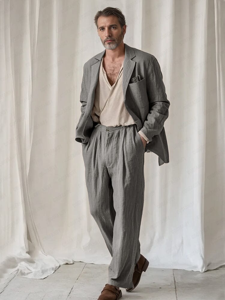 Effortless Cotton Linen Suit Set Sets coofandy Light Grey M 