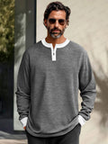 Soft Colorblock Henley Undershirt Shirts coofandy Grey M 