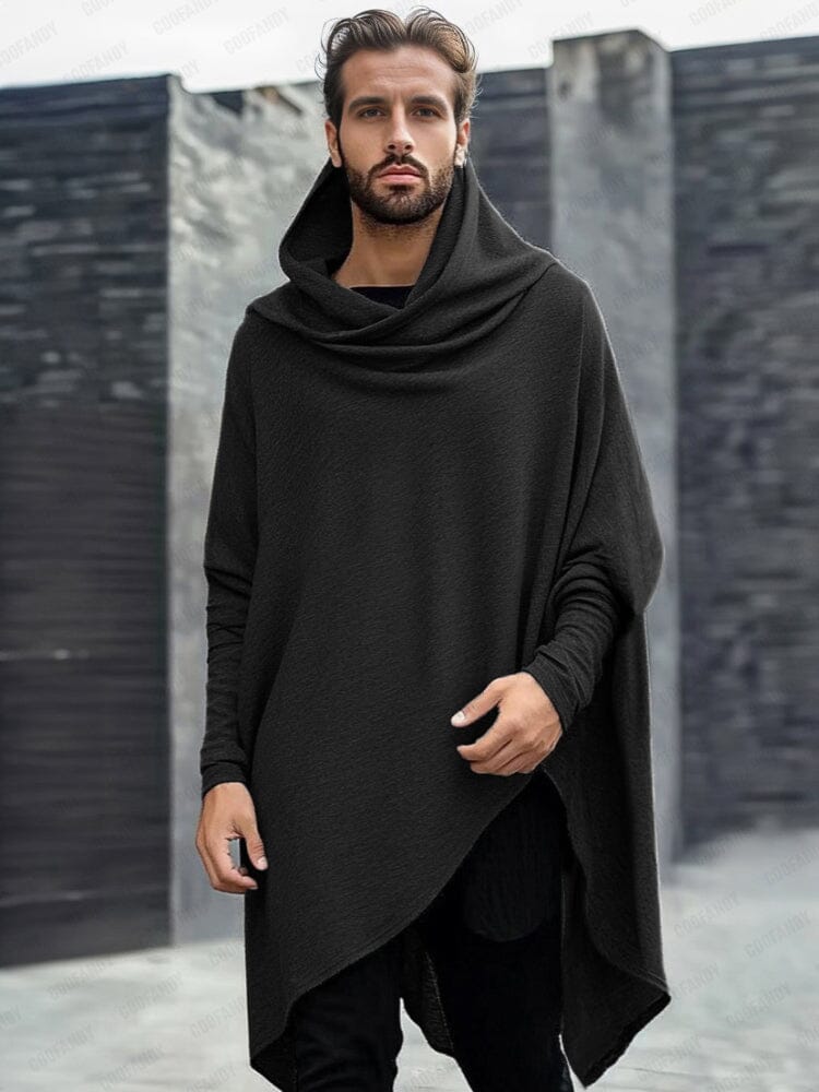 Modern Asymmetrical Hooded Top Tops coofandy Black M 