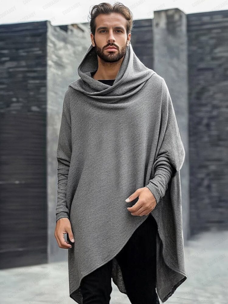 Modern Asymmetrical Hooded Top Tops coofandy Dark Gray M 