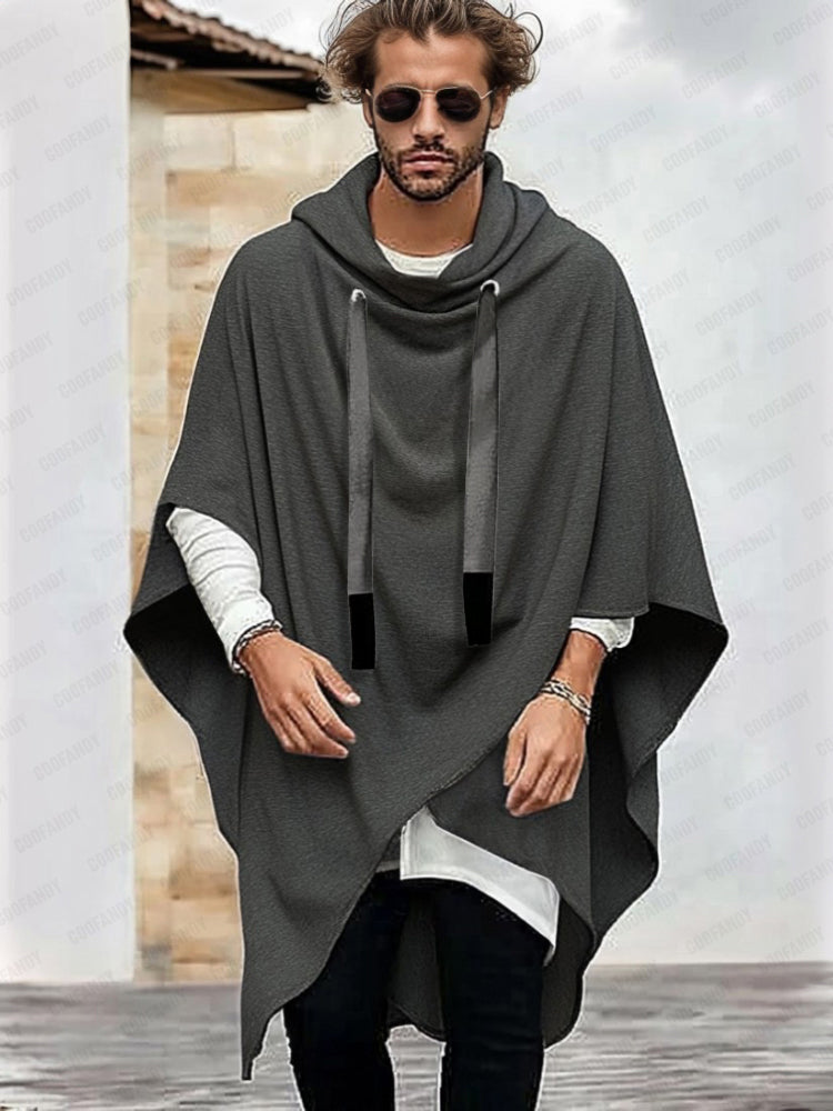 Urban Streetwear Style Hooded Cloak Cloak coofandy Dark Grey M 