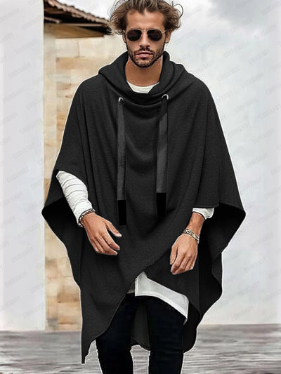 Urban Streetwear Style Hooded Cloak Cloak coofandy Black M 