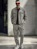 Functional Cotton Cargo Jacket Set Sets coofandy Gray M 