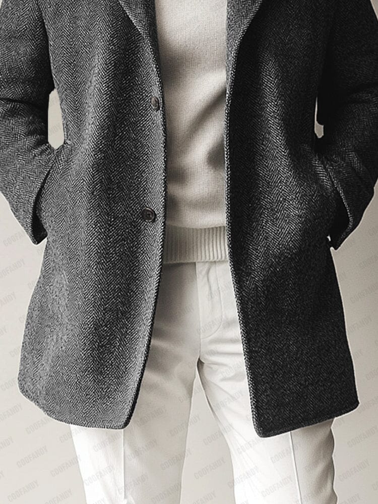 Urban Herringbone Tweed Overcoat Coat coofandy 