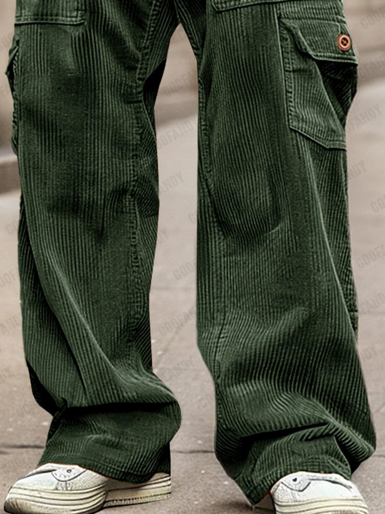 Soft Corduroy Cargo Pants Pants coofandy 