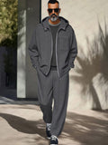 Athleisure Hooded Jacket Pants Set Sets coofandy Dark Gray M 