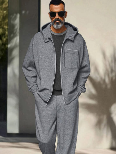 Athleisure Hooded Jacket Pants Set Sets coofandy 