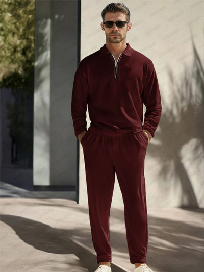 Chic Comfort 2-Piece Sweatsuits Sets coofandy Wine Red M 