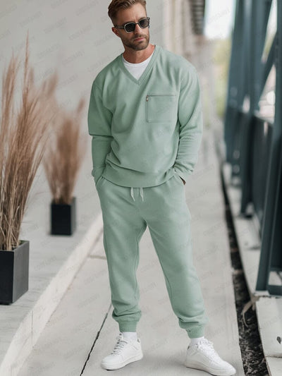 Comfy Leisure 2-Piece Sweatsuit Sets coofandy Light Green M 