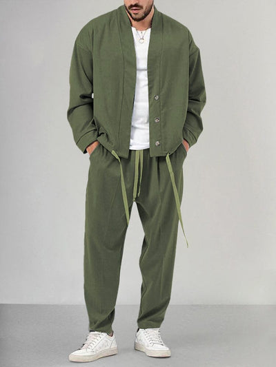 Casual 2-Piece Jacket Sets Sets coofandy Army Green M 