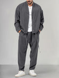 Casual 2-Piece Jacket Sets Sets coofandy Dark Gray M 