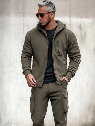 Utility Hooded Jacket Cargo Pants Set Sets coofandy 