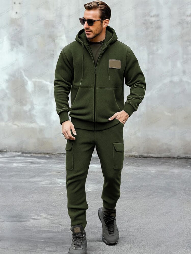 Comfort Sweat Jacket Pants Set Sets coofandy Army Green M 