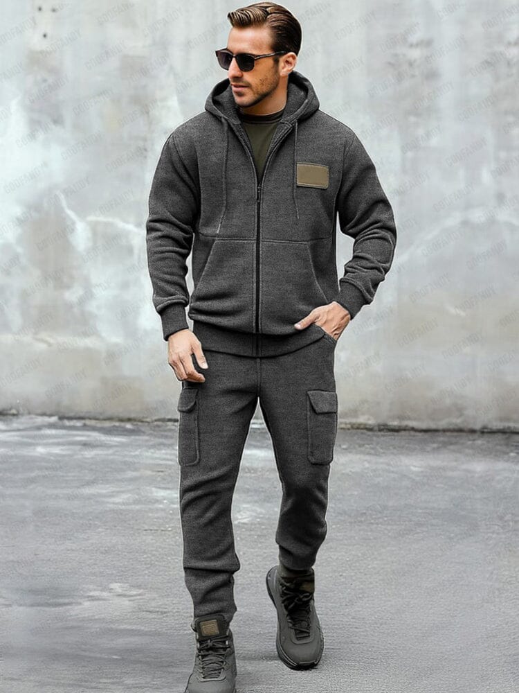 Comfort Sweat Jacket Pants Set Sets coofandy Grey M 