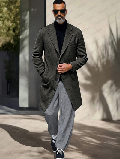 Elegant Warm Tweed Overcoat Sets coofandy Dark Grey M 