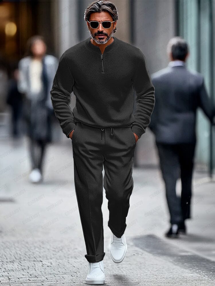 Men's 2 Piece Quarter Zip Tracksuit Set-Active Regular Fit 1/4 Zip