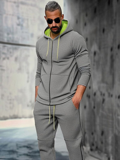 Athleisure Hooded Jacket Jogger Set Sports Set coofandy 