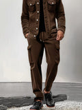 Vintage Corduroy Jacket Pants Set Sets coofandy 