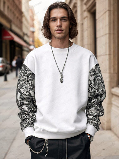 Leisure Paisley Print Sweatshirt Sweatshirts coofandy White M 