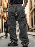 Utility Fashion Corduroy Cargo Pants Pants coofandy Grey M 