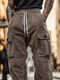 Utility Fashion Corduroy Cargo Pants Pants coofandy 