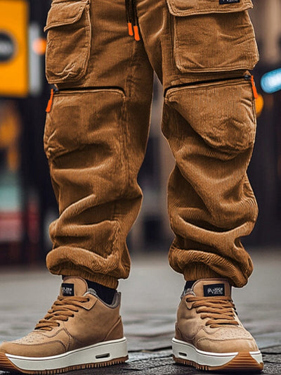 Corduroy Multi Pockets Cargo Pants Pants coofandy 