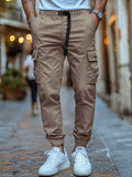 Casual Regular Fit Cargo Pants Pants coofandy Khaki M 