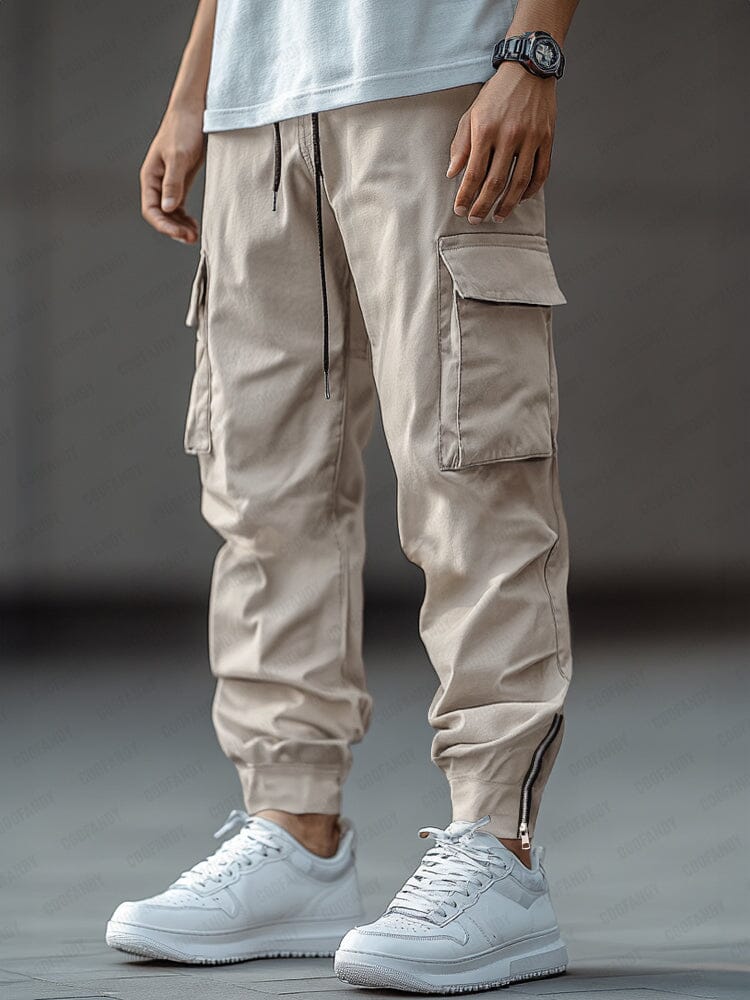 Essential Utility Cargo Pants Pants coofandy Beige M 