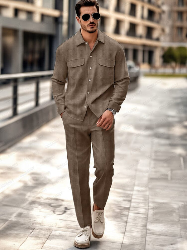 Comfy Waffle Commuting Matching Set Sets coofandy Brown M 