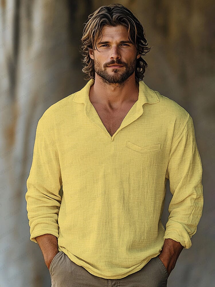 Effortless Lightweight 100% Cotton Shirt Shirts coofandy Yellow M 