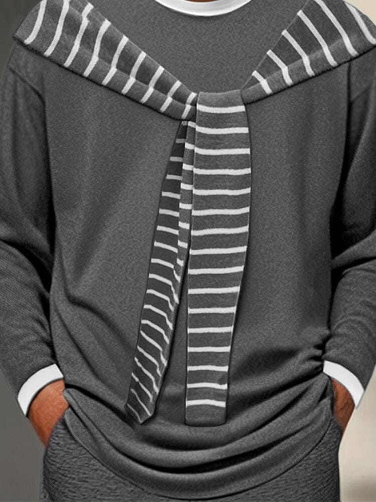 Fashion Knotted Shawl Collar Top Sweatshirts coofandy 