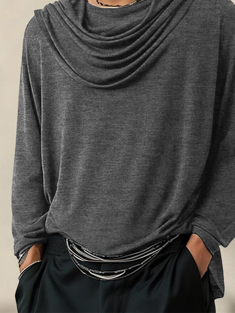 Draped Neckline Pullover Top Shirts coofandy 