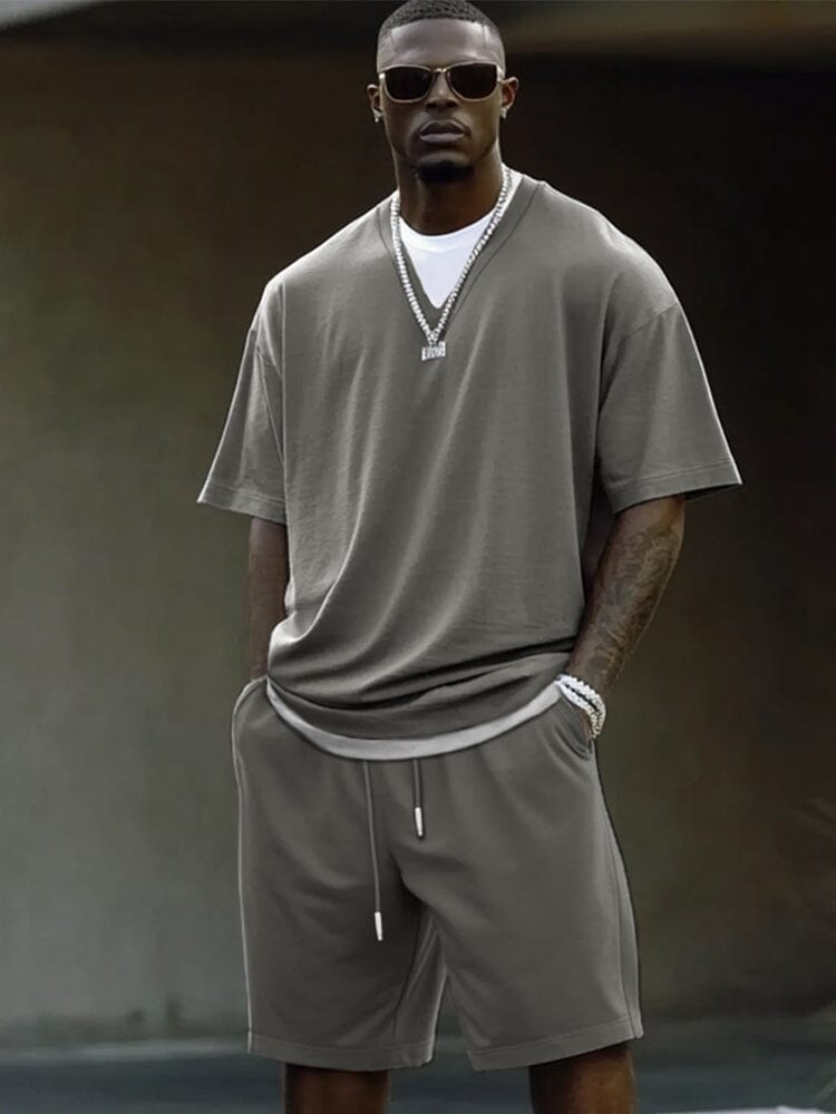 【DALLA】contrast fake two piece Contrast Fake Two-Piece Cotton Set – COOFANDY