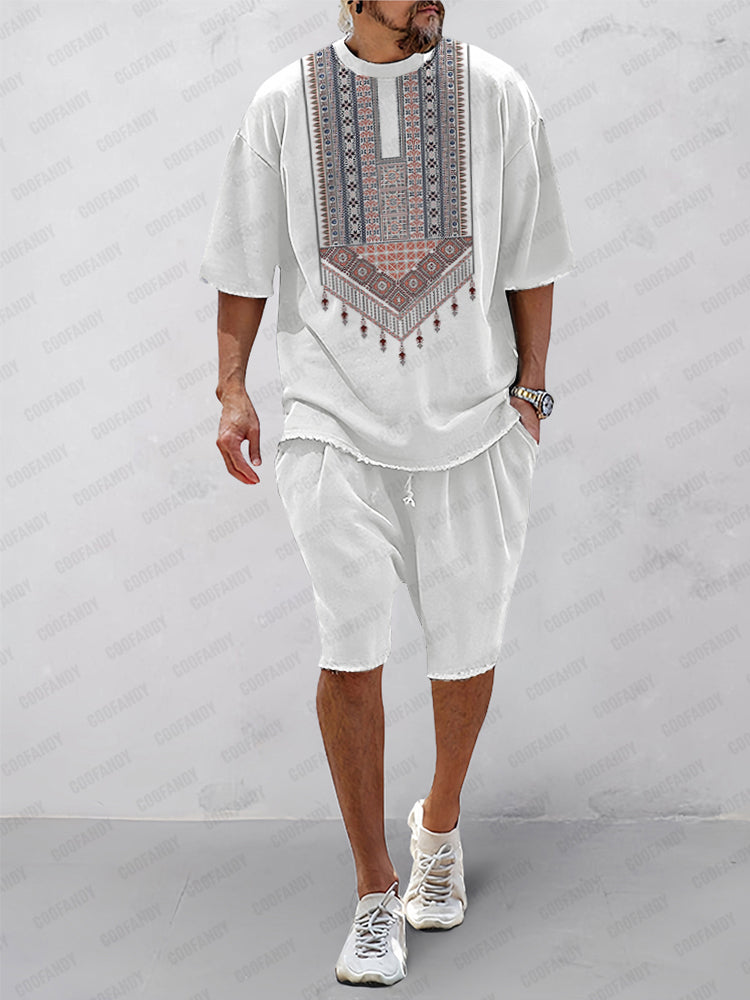 Casual Ethnic Print Sports Set