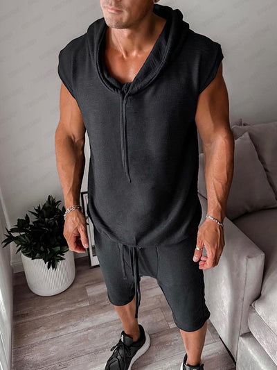 Athleisure Hooded Tank Top Shorts Set