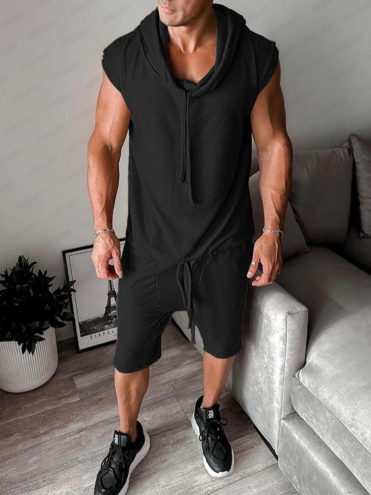 Athleisure Hooded Tank Top Shorts Set