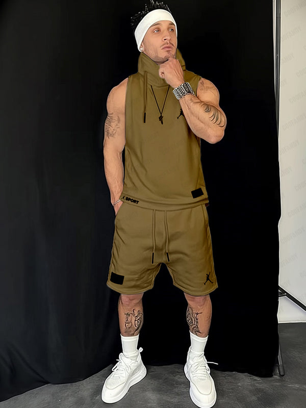 Athleisure Rollkragen-Tanktop-Shorts-Set