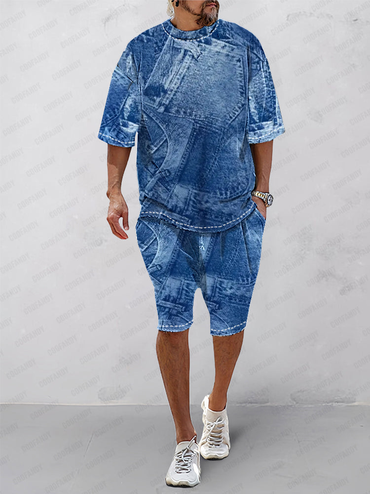Casual Denim Print Matching Set – COOFANDY
