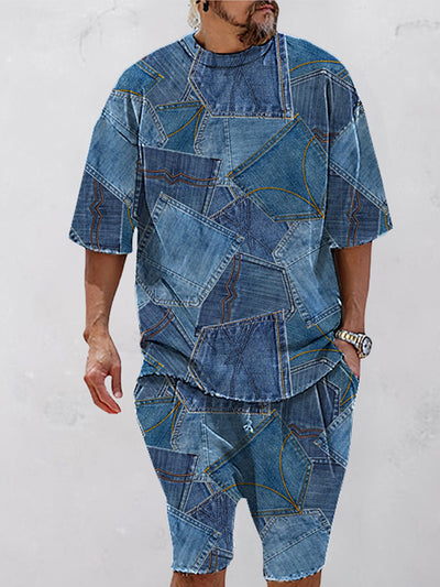 Casual Denim Print Matching Set