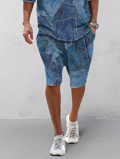 Casual Denim Print Matching Set