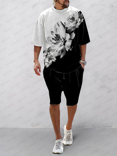 Casual Unique Printed T-Shirt Shorts Set