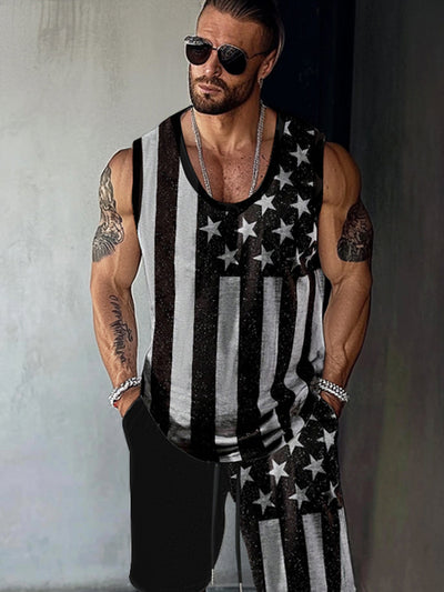 Athleisure Flag Printed Tank Top Set